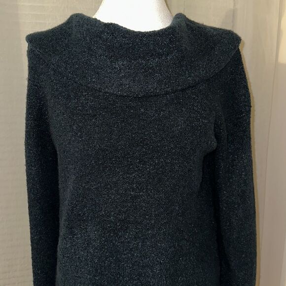 Motherhood Maternity M Winter Green Reverse Knit Boucle Cowl Neck Sweater Tunic - Picture 3 of 11